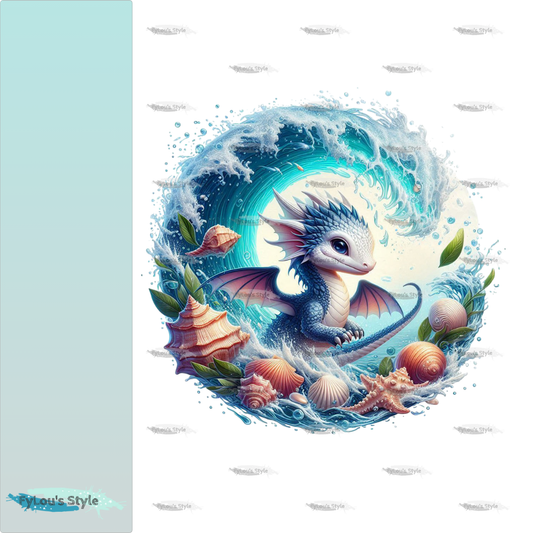 Bügelbild kleiner Drache in Wasserwelle #8 Fylou's Style
