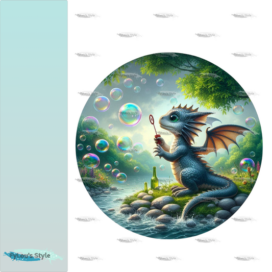 Bügelbild kleiner Drache mit Seifenblasen #1 Fylou's Style