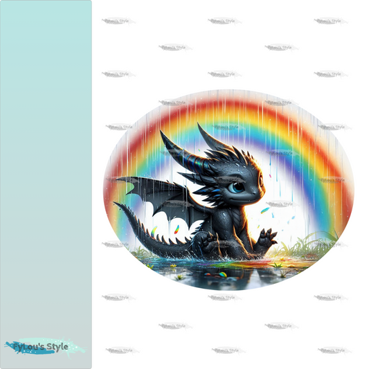 Bügelbild kleiner Drache unterm Regenbogen #1