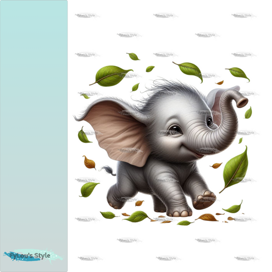 Bügelbild kleiner Elefant mit Blättern #1