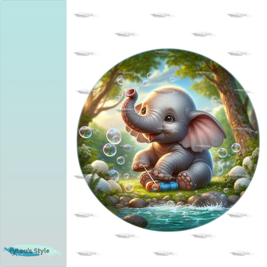 Bügelbild kleiner Elefant mit Seifenblasen #1 Fylou's Style
