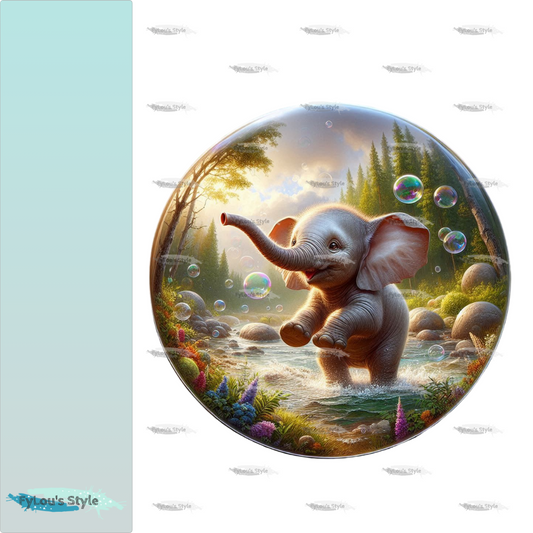 Bügelbild kleiner Elefant mit Seifenblasen #2 Fylou's Style