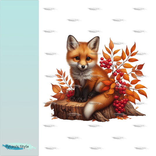 Bügelbild kleiner Fuchs auf Baumstamm #1