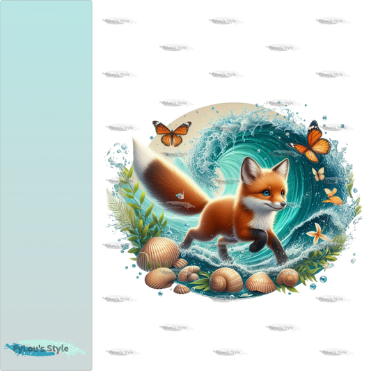 Bügelbild kleiner Fuchs in Wasserwelle #1 Fylou's Style