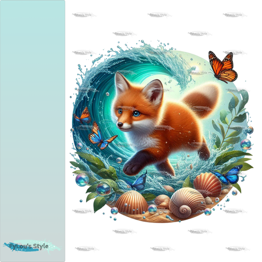 Bügelbild kleiner Fuchs in Wasserwelle #4 Fylou's Style