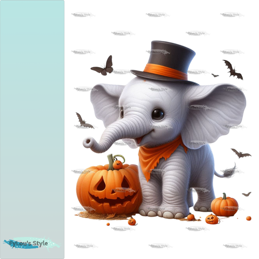 Bügelbild kleiner Halloween Elefant #1