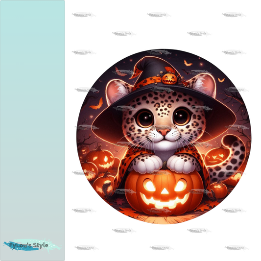 Bügelbild kleiner Halloween Leopard #1