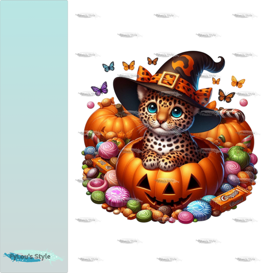 Bügelbild kleiner Halloween Leopard #3