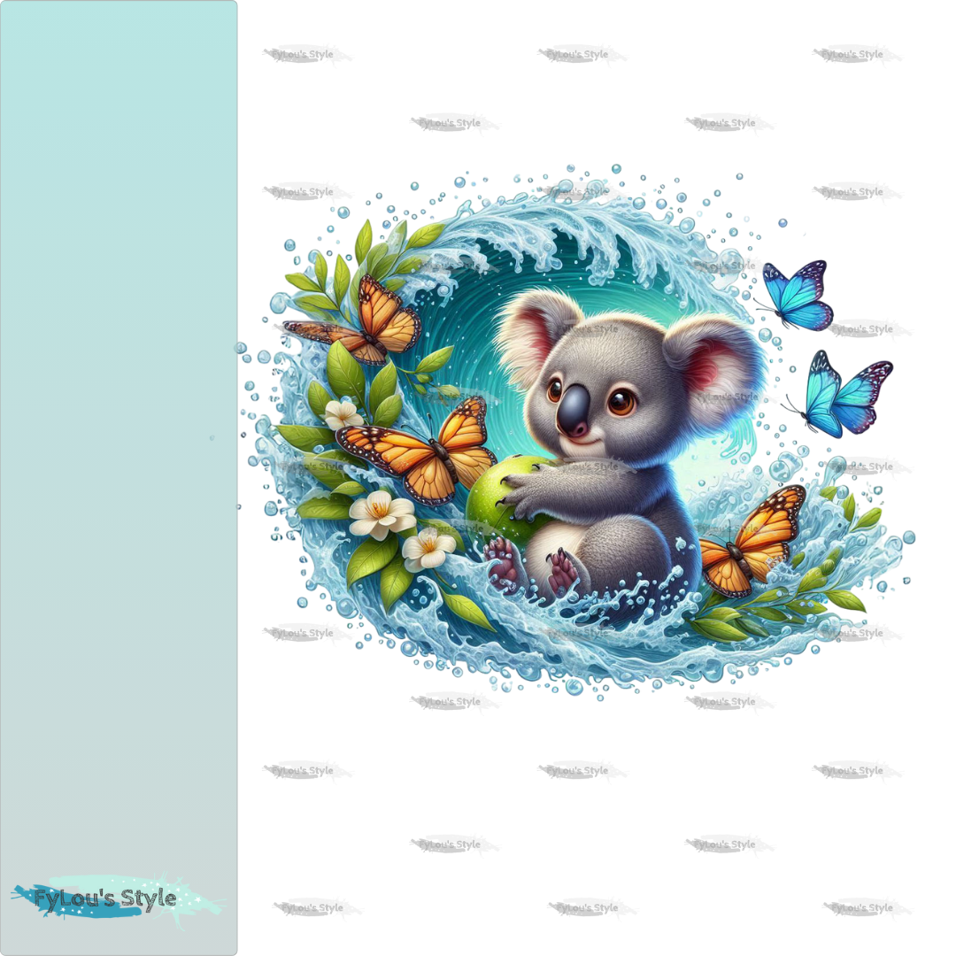 Bügelbild kleiner Koala in Wasserwelle #2 Fylou's Style