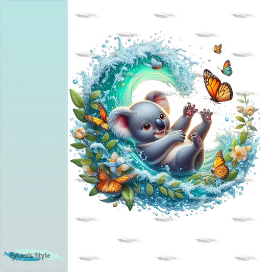 Bügelbild kleiner Koala in Wasserwelle #3 Fylou's Style