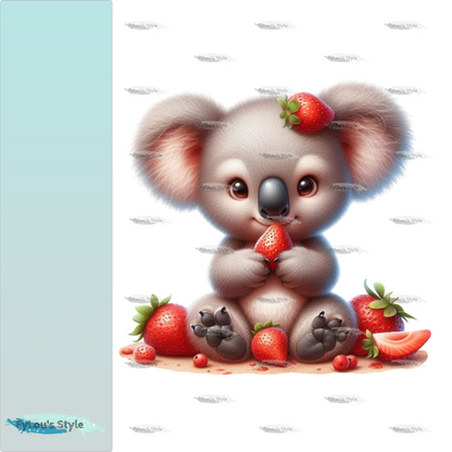 Bügelbild kleiner Koala isst Erdbeeren #3 Fylou's Style