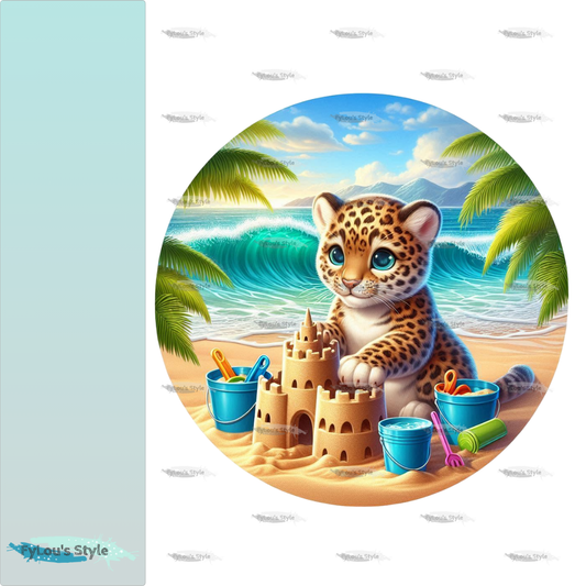 Bügelbild kleiner Leopard baut Sandburg Fylou's Style