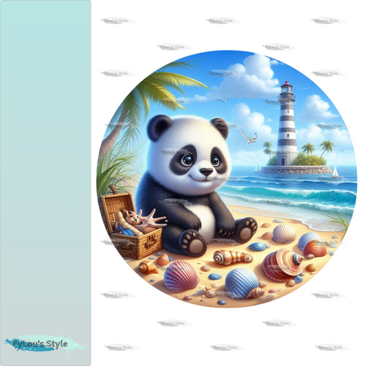 Bügelbild kleiner Panda am Strand #1 Fylou's Style