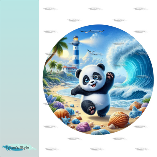 Bügelbild kleiner Panda am Strand #2 Fylou's Style
