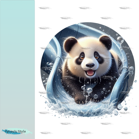 Bügelbild kleiner Panda auf Rutsche #1 Fylou's Style