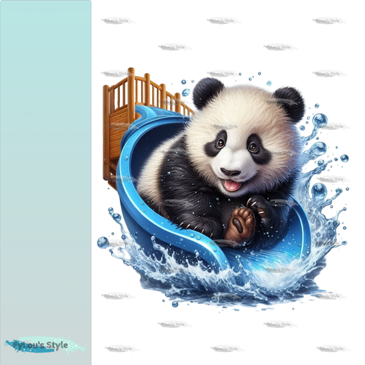 Bügelbild kleiner Panda auf Rutsche #2 Fylou's Style
