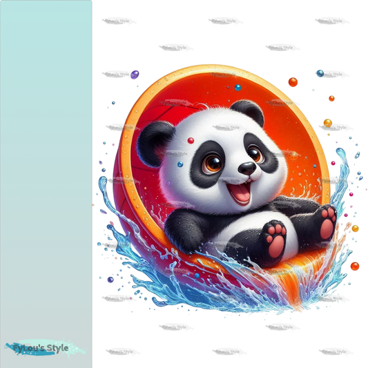 Bügelbild kleiner Panda auf Rutsche #3 Fylou's Style