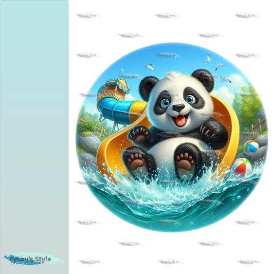 Bügelbild kleiner Panda auf Rutsche #4 Fylou's Style