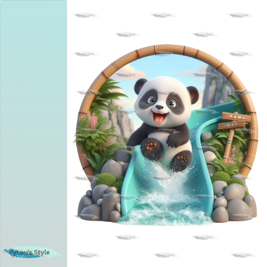 Bügelbild kleiner Panda auf Rutsche #5 Fylou's Style