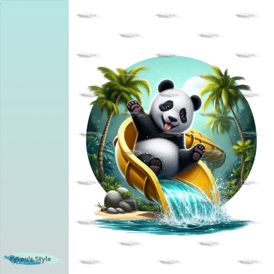 Bügelbild kleiner Panda auf Rutsche #6 Fylou's Style