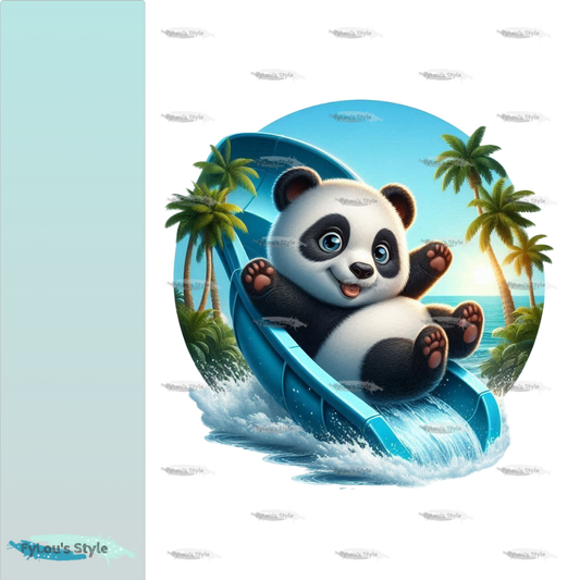 Bügelbild kleiner Panda auf Rutsche #7 Fylou's Style