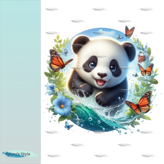 Bügelbild kleiner Panda in Wasserwelle #1 Fylou's Style