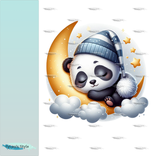 Bügelbild kleiner Panda schlafend auf dem Mond Fylou's Style
