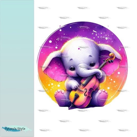 Bügelbild kleiner Pink Musik Elefant #1 Fylou's Style