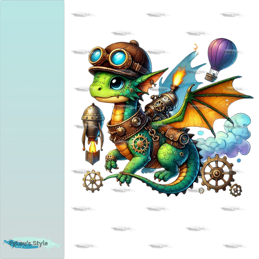 Bügelbild kleiner Steampunk Drache #1 Fylou's Style