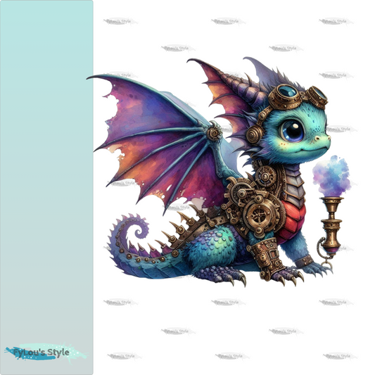 Bügelbild kleiner Steampunk Drache #10 Fylou's Style