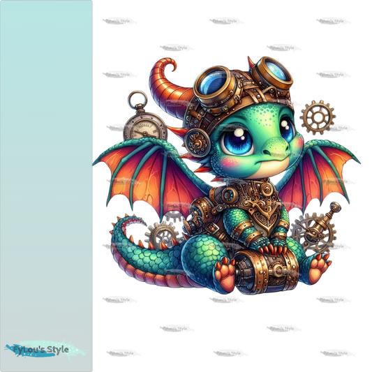 Bügelbild kleiner Steampunk Drache #11 Fylou's Style