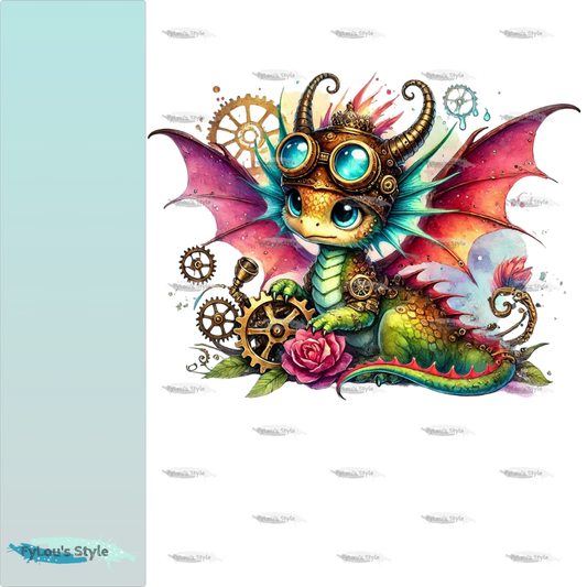 Bügelbild kleiner Steampunk Drache #12 Fylou's Style