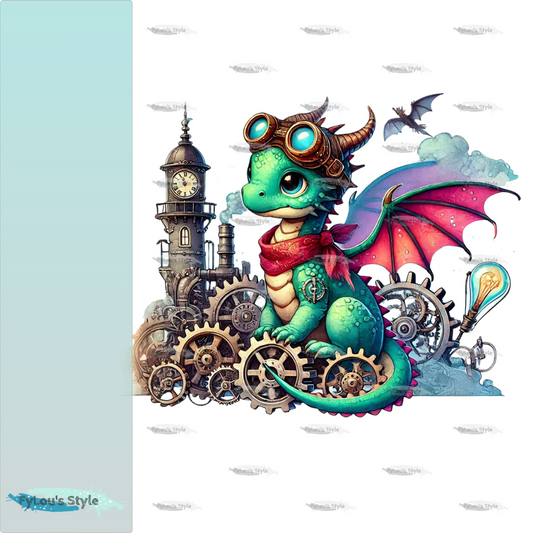 Bügelbild kleiner Steampunk Drache #3 Fylou's Style