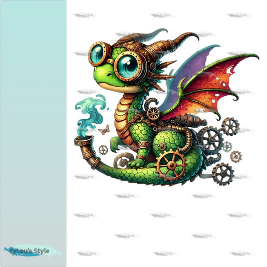 Bügelbild kleiner Steampunk Drache #4 Fylou's Style