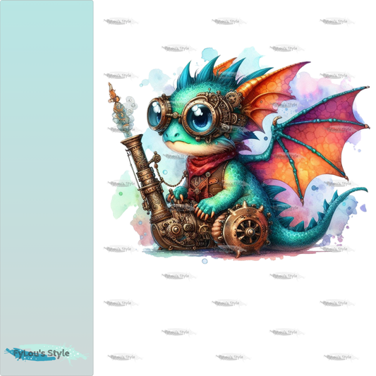 Bügelbild kleiner Steampunk Drache #6 Fylou's Style