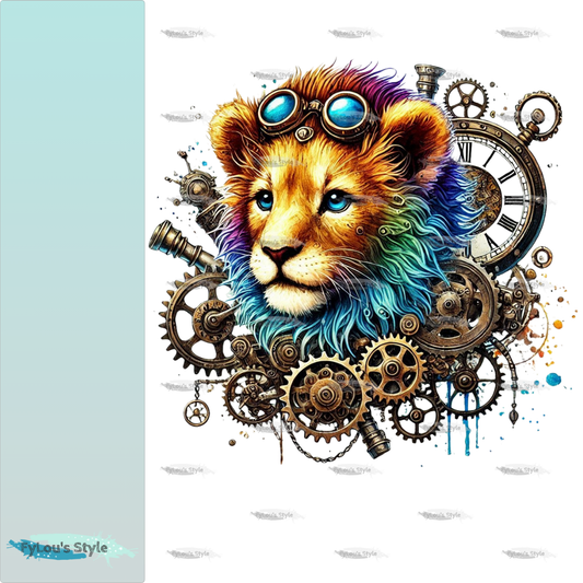 Bügelbild kleiner Steampunk Löwe #3 Fylou's Style