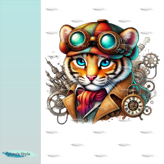 Bügelbild kleiner Steampunk Tiger #1 Fylou's Style