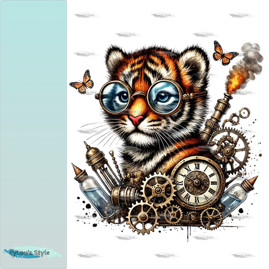 Bügelbild kleiner Steampunk Tiger #2 Fylou's Style