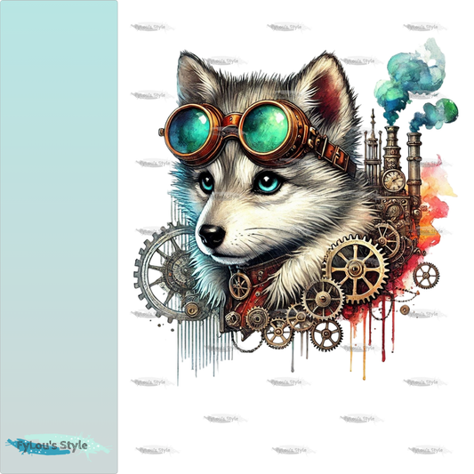 Bügelbild kleiner Steampunk Wolf #1 Fylou's Style