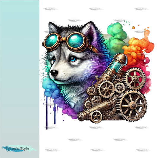 Bügelbild kleiner Steampunk Wolf #3 Fylou's Style