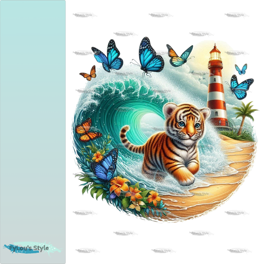 Bügelbild kleiner Tiger am Strand #1 Fylou's Style