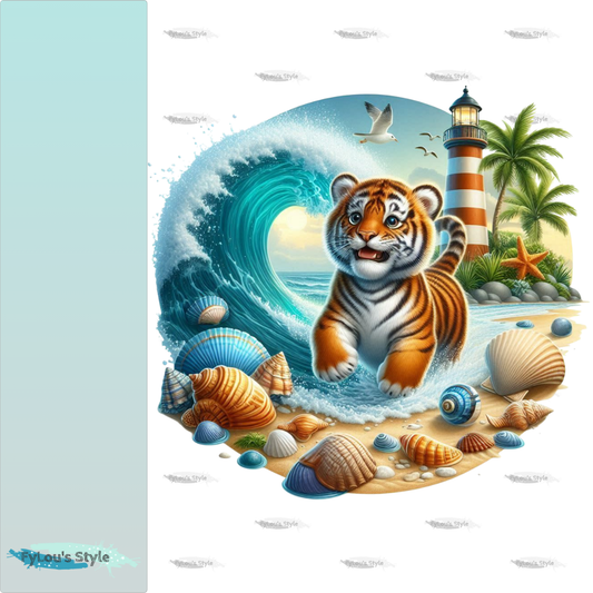 Bügelbild kleiner Tiger am Strand #3 Fylou's Style