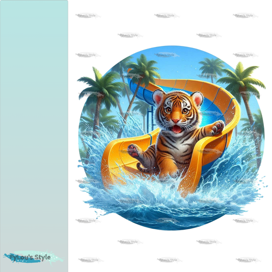 Bügelbild kleiner Tiger auf Rutsche #2 Fylou's Style