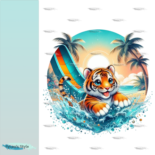 Bügelbild kleiner Tiger auf Rutsche #3 Fylou's Style