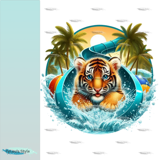 Bügelbild kleiner Tiger auf Rutsche #4 Fylou's Style