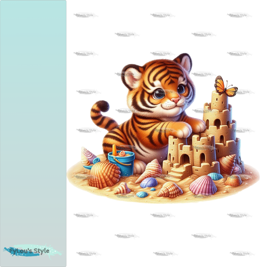 Bügelbild kleiner Tiger baut  Sandburg #4 Fylou's Style