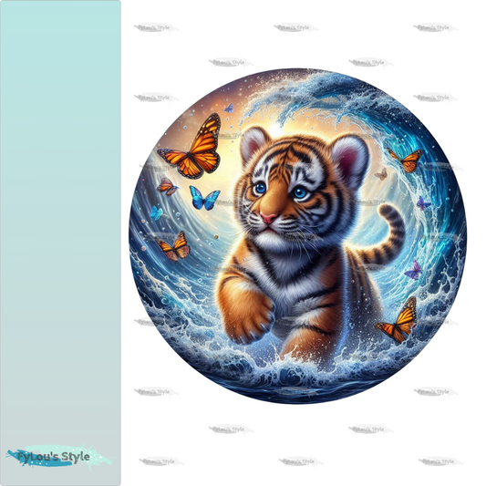 Bügelbild kleiner Tiger in Wasserwelle #1 Fylou's Style