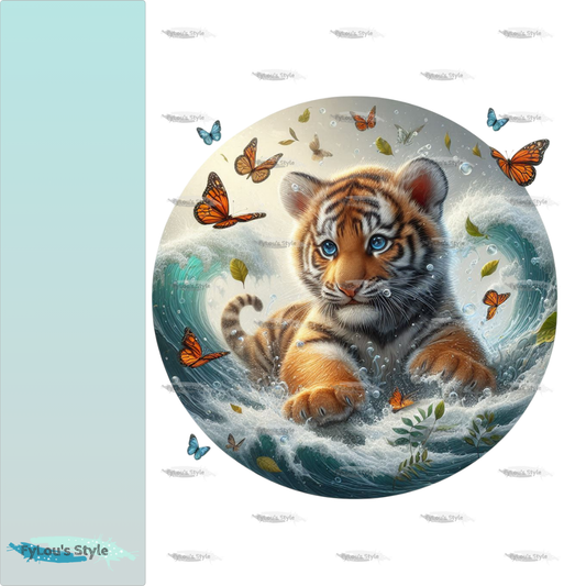 Bügelbild kleiner Tiger in Wasserwelle #2 Fylou's Style