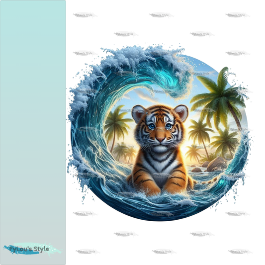 Bügelbild kleiner Tiger in Wasserwelle #4 Fylou's Style
