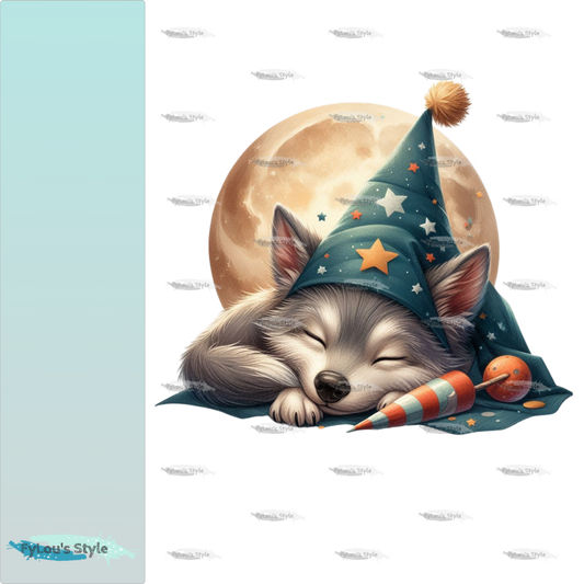 Bügelbild kleiner Wolf schlafend Fylou's Style